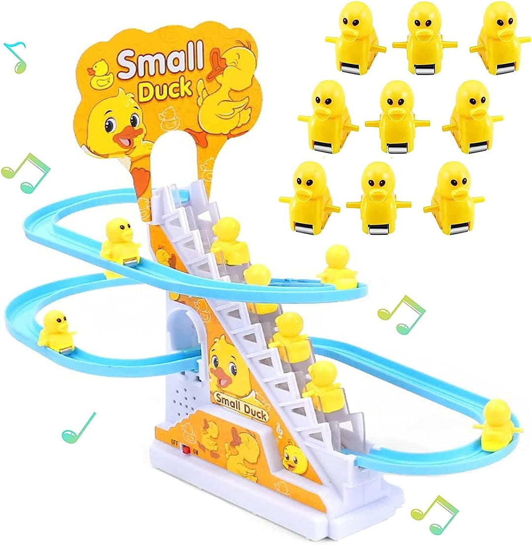 DIY Electric Duck & Penguin Stair Climber - Musical & Light-Up Educational Toy for Kids