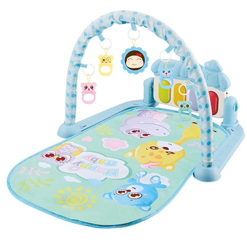 3-in-1 Multifunctional Baby Music Play Mat with Keyboard & Linkable Toys - Suitable for Ages 0-18 Months