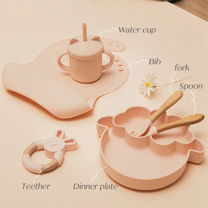Premium Baby Silicone Feeding Tableware Set - Adorable Sheep Bowl Design in Exquisite Box