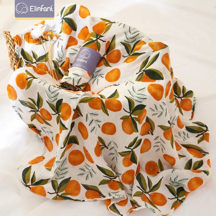 Elinfant 100% Cotton Muslin Swaddle Blanket - Versatile 2-Layer Baby Bath Towel & Wrap (47.2x43.3 inches)