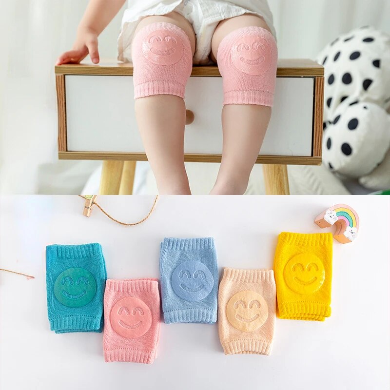 Smiling Face Baby Knee Pads - Protective Terry Socks for Crawling & Play