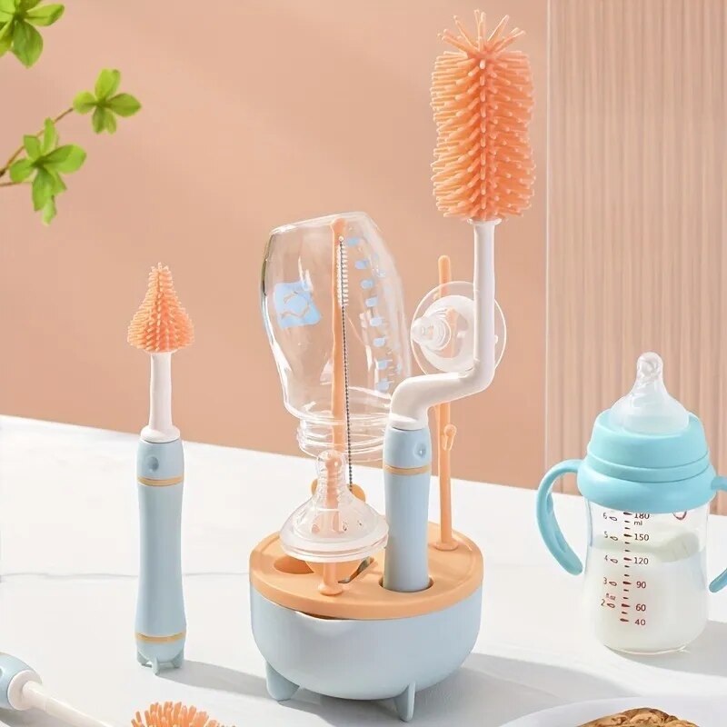 Ultimate BabyEase 6-in-1 Bottle Cleaning Kit with Compact Drying Rack