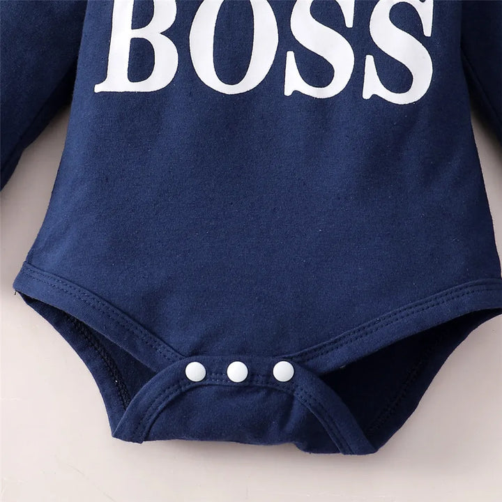 Spring Fashion Baby Boy 2PCS Outfit Set - Hooded Long Sleeve Jumpsuit & Pants