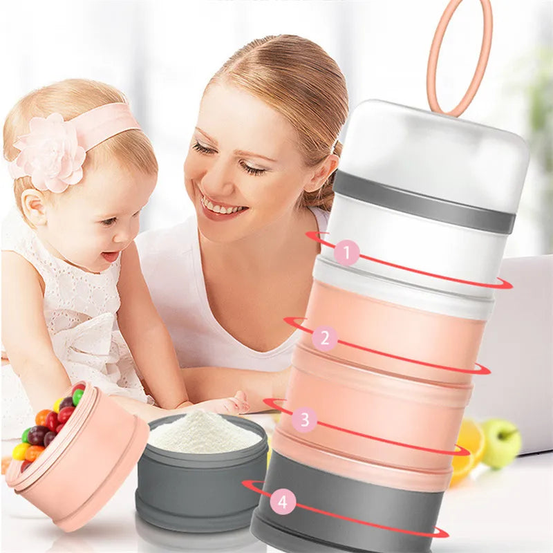 Dispensador de leche en polvo para bebés, apilable, inteligente y antiderrames: solución de alimentación para bebés cómoda y sin complicaciones 