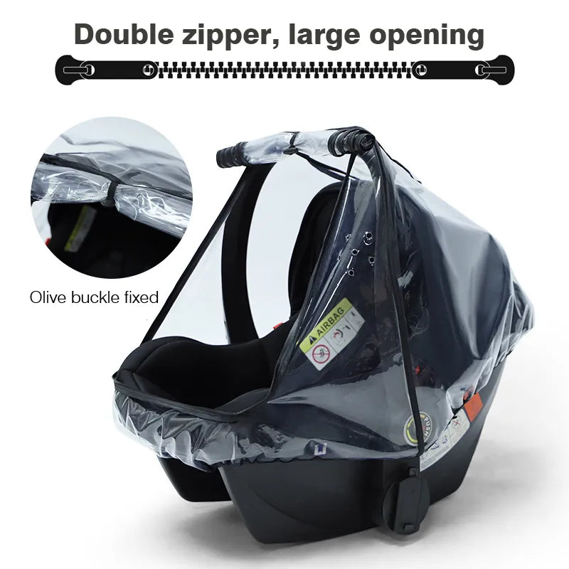 Cubierta transparente para la lluvia del asiento de seguridad del bebé de EVA: protección duradera y resistente al viento para cochecitos y carritos 