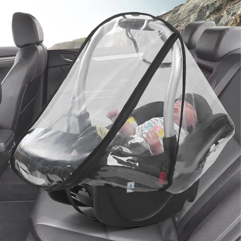 Cubierta transparente para la lluvia del asiento de seguridad del bebé de EVA: protección duradera y resistente al viento para cochecitos y carritos 