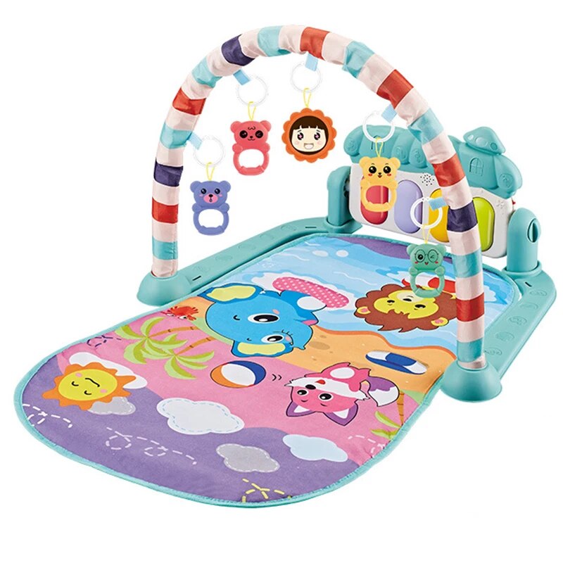 Tapete de música multifuncional 3 en 1 para bebés con teclado y juguetes conectables, adecuado para edades de 0 a 18 meses 
