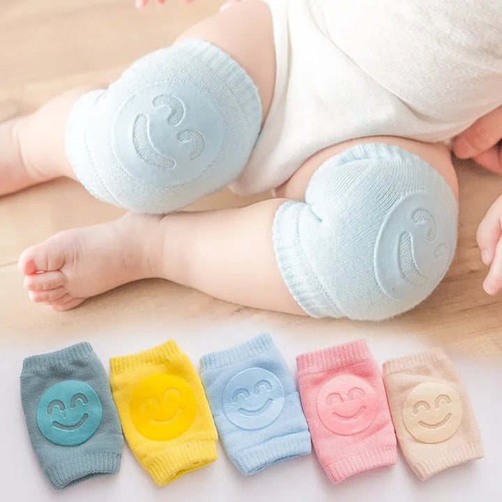 Rodilleras para bebé con cara sonriente, calcetines protectores de rizo para gatear y jugar 