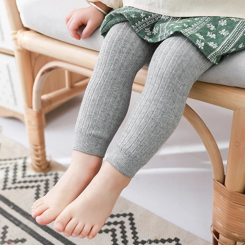 Pantalones de punto de algodón de verano para bebés - Leggings elásticos sólidos para niños y niñas (0-6 años 