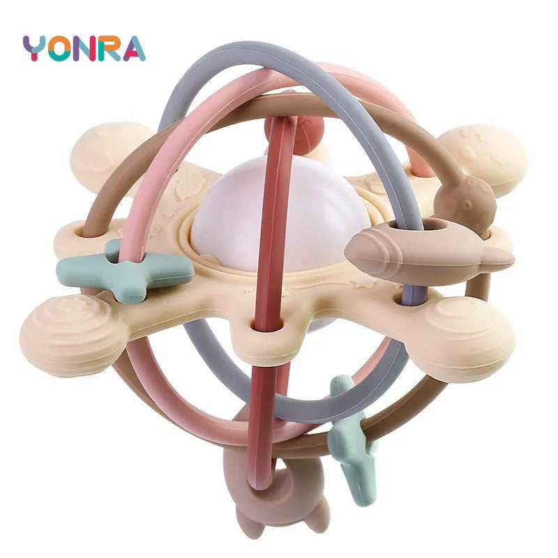 YONRA Montessori Sonajero y Bola Mordedor Sensorial - El Mejor Juguete de Desarrollo para Bebés 